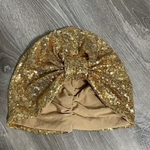 Gold sequin turban
